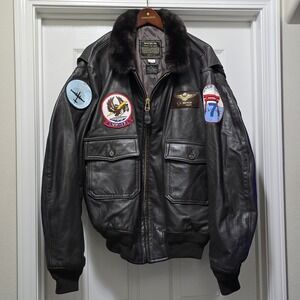 VTG Sporty's Pilot Shop USA TYPE G-1 Leather Flight Jacket Jacket Men's 50 L
